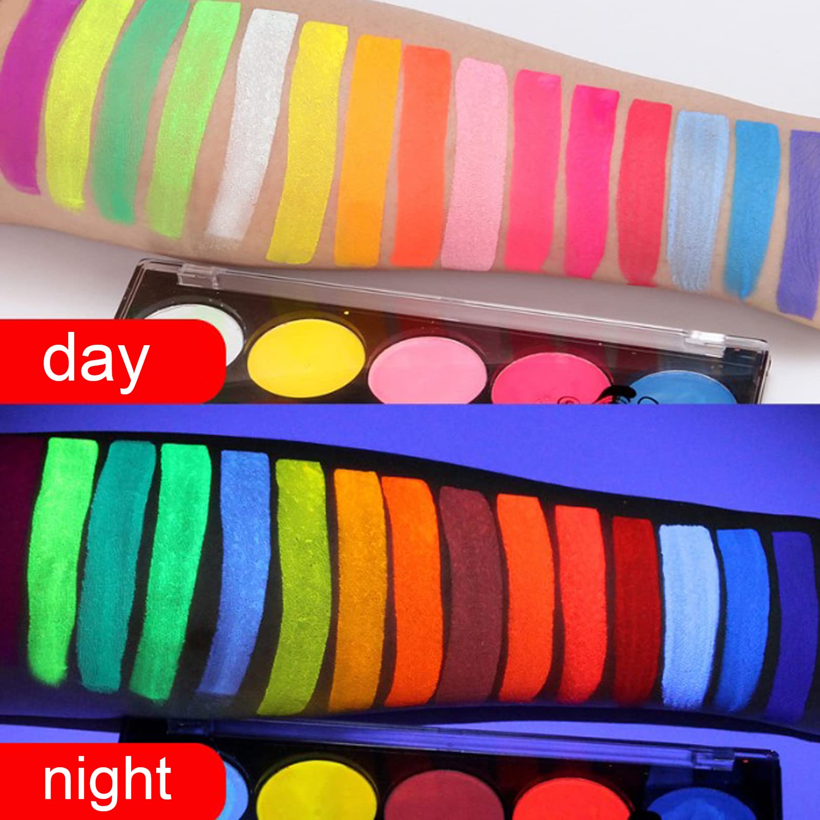 Fluorescencja Farby do Ciała 15 Kolorów Paleta Makijażu Halloween Impreza Cosplay