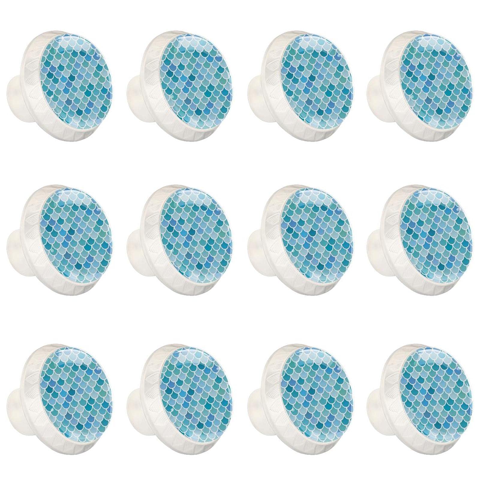 Boutons d'armoires de cuisine boutons décoratifs ronds placard commode bleu mer x12