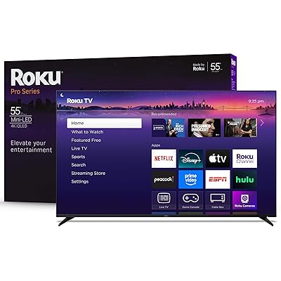 Roku Smart TV 2025 – 55-Inch Pro Series, Mini-LED TV – RokuTV with Backlit Voice Remote Pro – Flat Screen 4K QLED Television with 120Hz Refresh Rate & Dolby Vision IQ, Live News, Sports, Entertainment