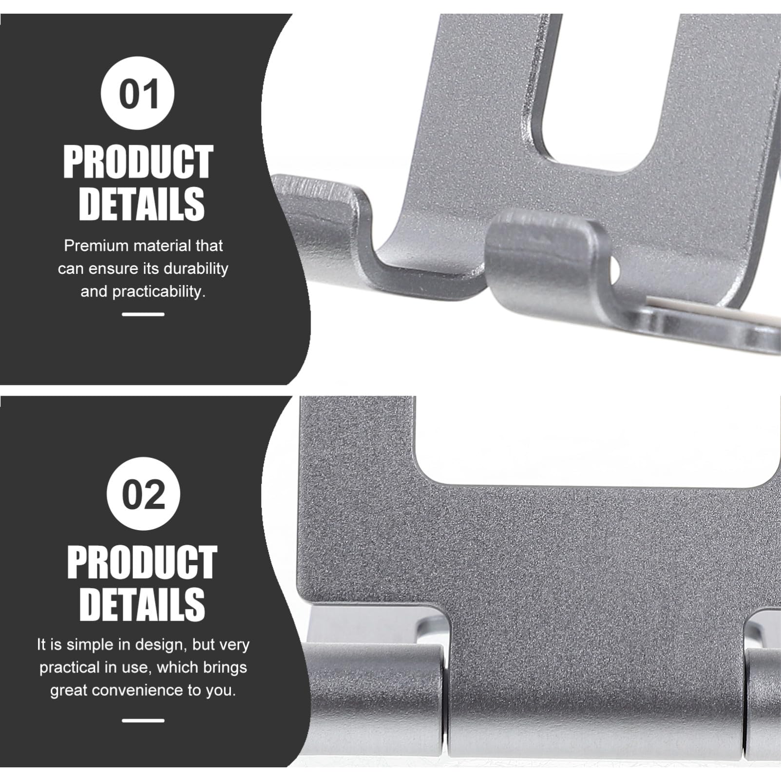 5 Piezas Soporte Móvil y Tablet Plegable Soporte Metálico de Escritorio Resistente y Estable para Smartphones y Tablets Diseño Portátil Gris para Cómodo