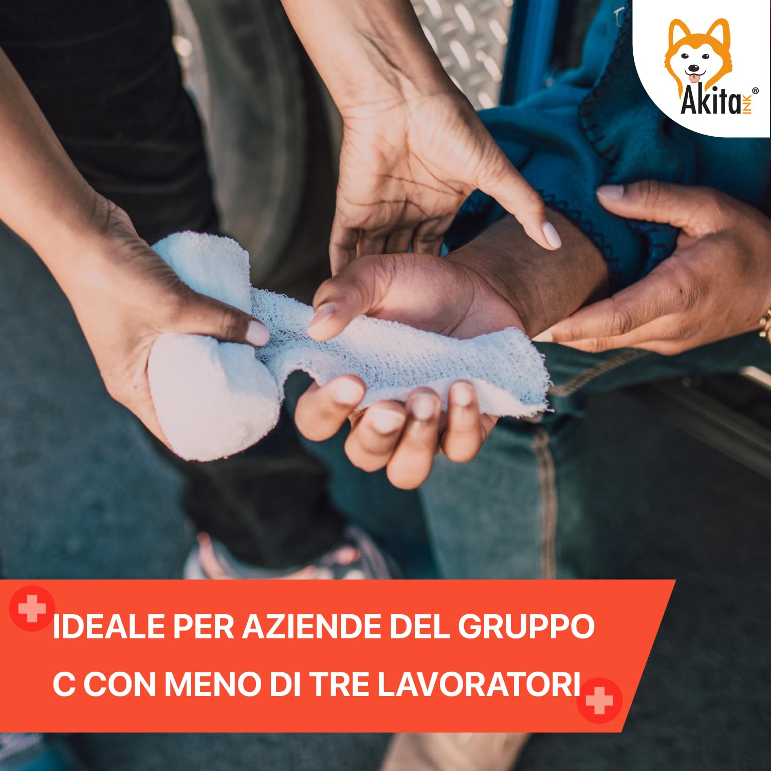 Akitaink Cassetta medica pronto soccorso con ALLEGATO 2 per aziende meno 3 dipendenti completa di staffa a muro, Conforme DM388/DL81, Made in Italy