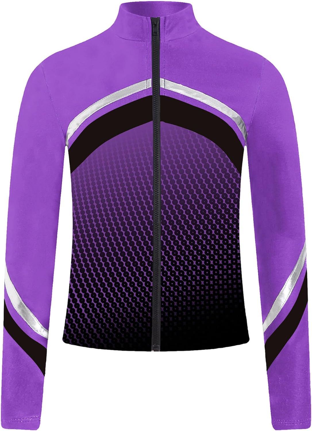 JEATHA Kids Girls Thermal Warm Skating Jacket with Gradient Dots Print Long Sleeve Fleece Gymnastics Sweatshirt