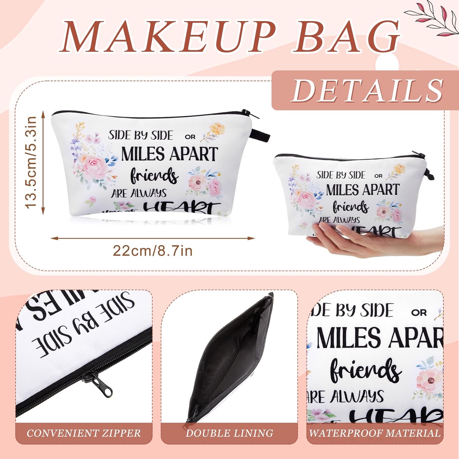 6sets/18pcs Best Friend Gift Set for Women, Galentines Day Ideas, BFF Birthday Weekend Favor Supplies, Bestie Present Bundle Includes 24oz Tumbler, Keychain and Canvas Makeup Bag(Bright Colors) - Image 4