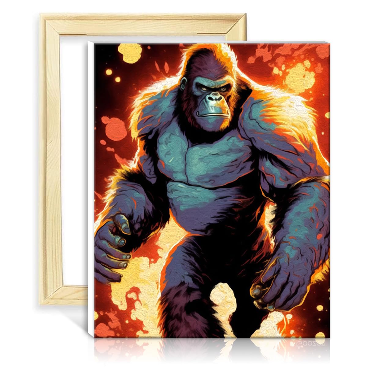 TANGFEIY Canvas Drawing Paintwork Kit Gorilla Sorcery Paint by Numbers Kits Adult and Kids with Brushes and Acrylic Pigment for Home Decor Gift NO Frame(60x75cm) โ image 1
