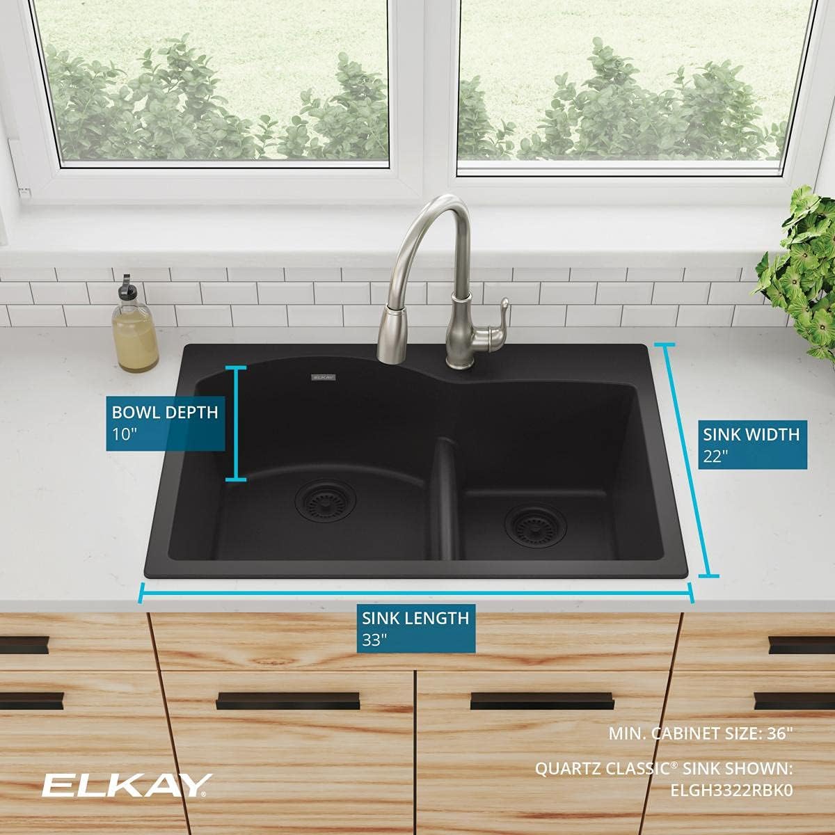 🔥 Crаzу Dеаlѕ Elkay Quartz Classic ELGH3322RBK0 Black Offset 60/40 Double Bowl Top Mount Sink
