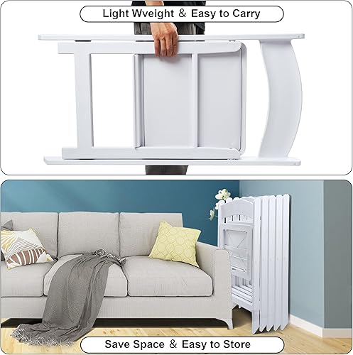 Miniatura 6 de Silla plegable de resina blanca con cojín y respaldo, capacidad de peso de 700 libras, silla para eventos, silla plegable ligera para interiores y