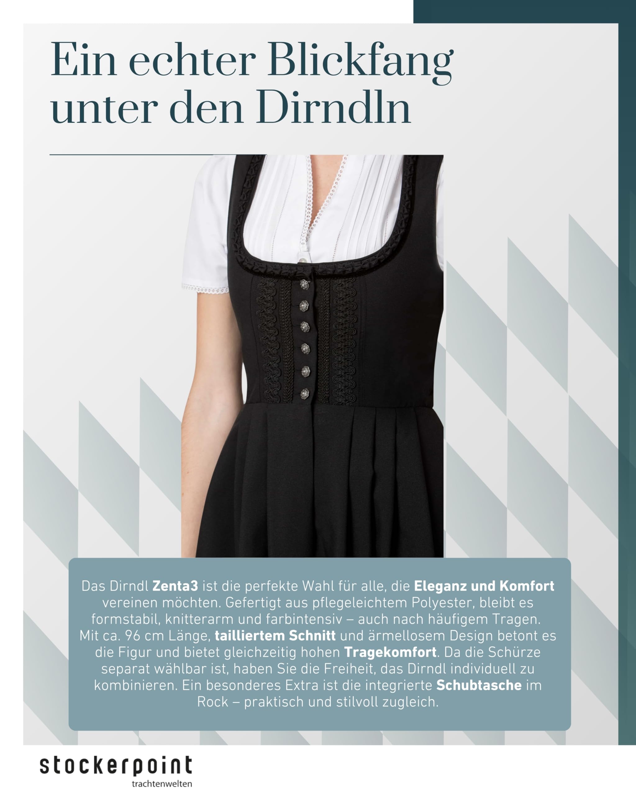 Stockerpoint Damen Zenta3 Maxi Dirndl ohne Schürze (1er Pack)