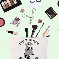 Vista 3 de Meeko - Bolsa de maquillaje con diseño de mapache con texto en inglés "Did You Say Snack", bolsa de maquillaje WDW Magic Kingd*m, regalo