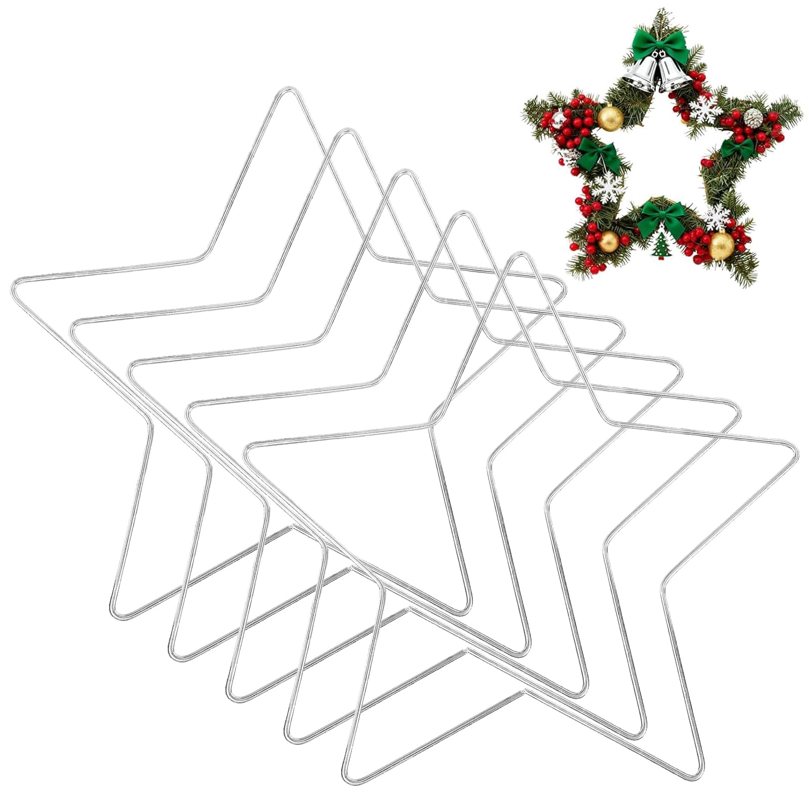5 Stück Metallsterne, Metall Stern Rahmen, Metallring Stern Gold, Deko Sterns Hängende, Metallringe Durchmesser 20cm, für Festtagsdekoration, Hochzeitsdekoration, Weihnachtsdeko