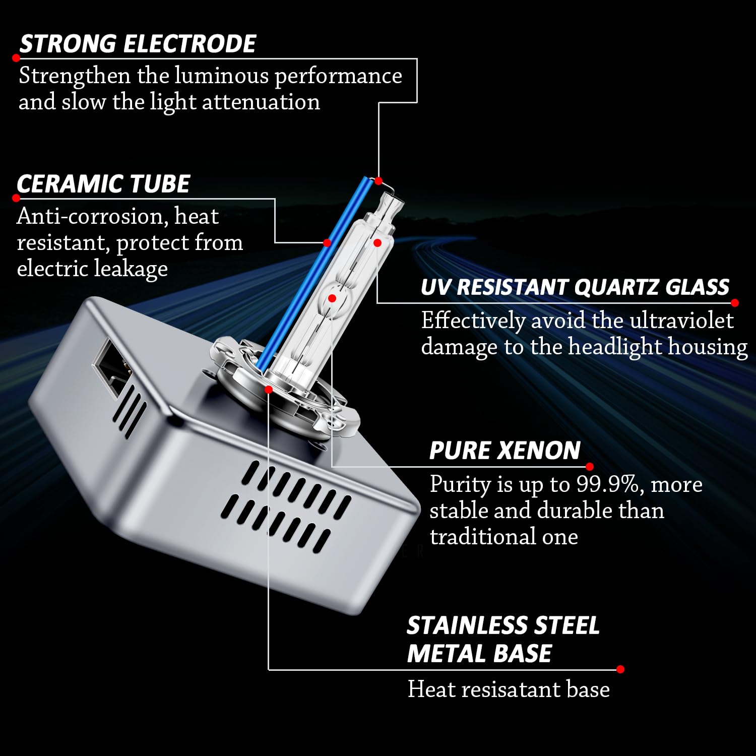TECTICO D5S Xenon HID Lampadine 25W 12V 8000K Blu Freddo Ultra Brillante, Sostituzione OEM, Kit di Conversione (2 Lampade)