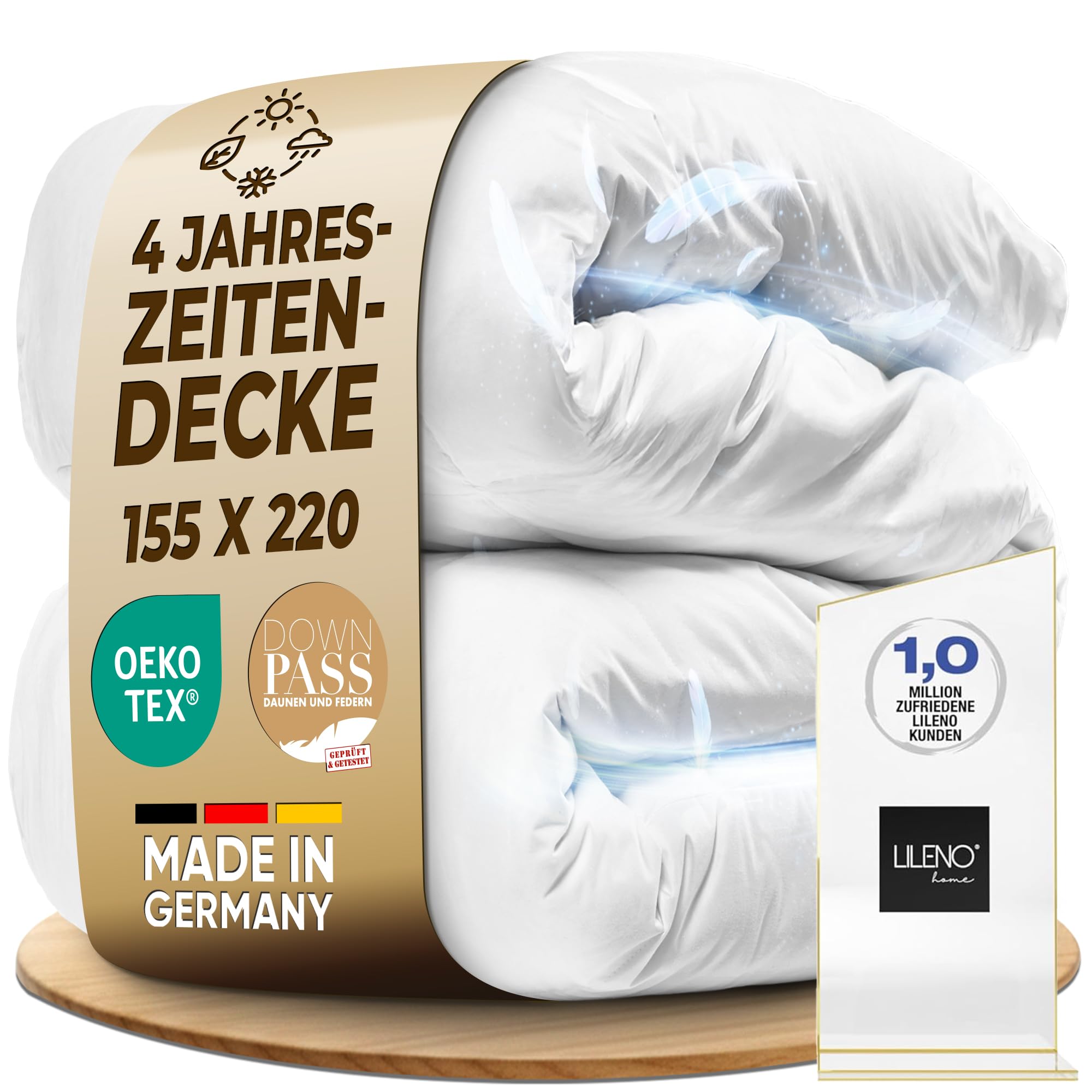 LILENO HOME Premium Daunendecke (90% Daunen / 10% Federn) – Flüsterleise & Wolkenweich – extra leichte Bettdecke – Made in Germany, Oeko-Tex & 60 °C waschbar