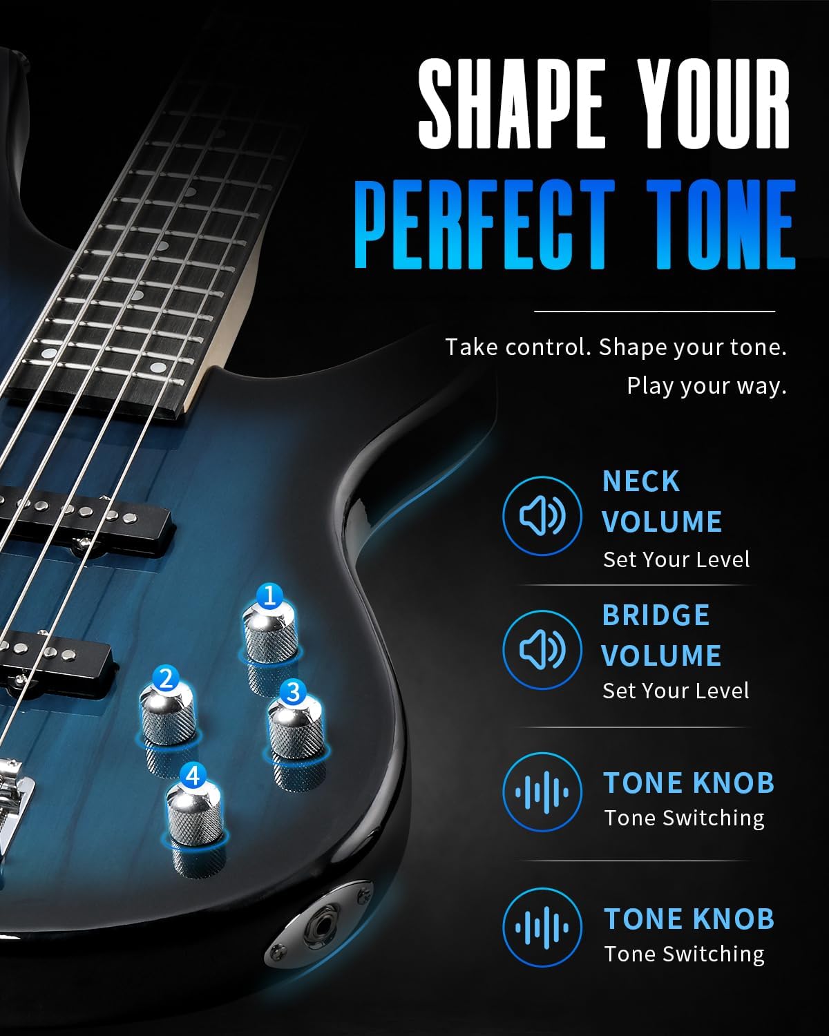  Electric Bass Guitar 5 String Bass Guitar Kit-Dark Blue thumbnail