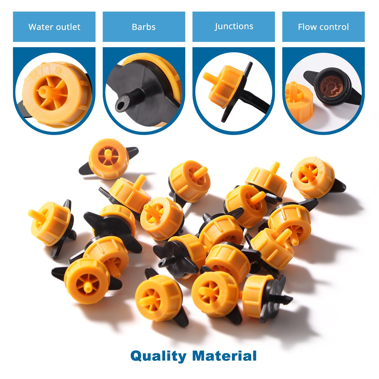 VooGenzek 50 PCS 2 GPH Pressure Compensating Dripper, 1/4 Inch Plastic Irrigation Drip Emitters - Image 3
