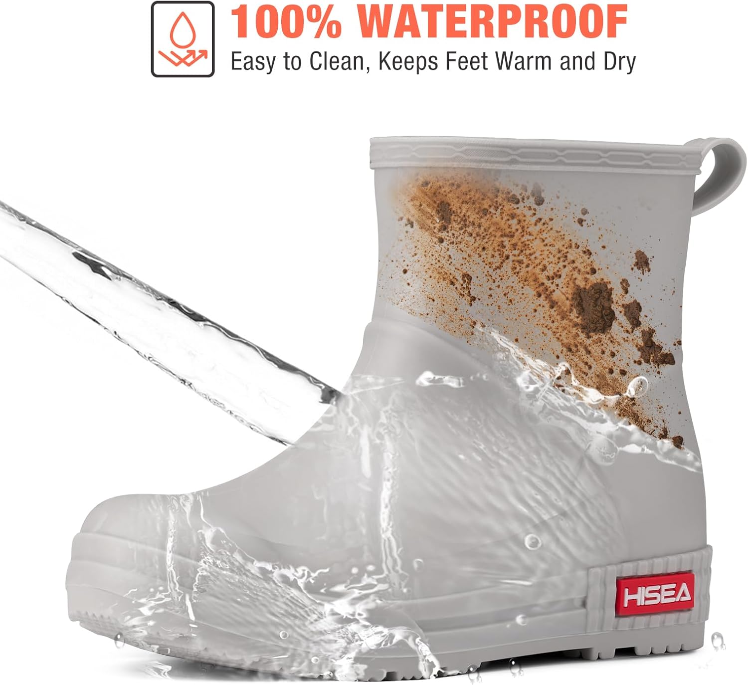 HISEA Women's Short Chelsea Boots Ankle Rubber Rain Boots for Garden Waterproof - Image 4