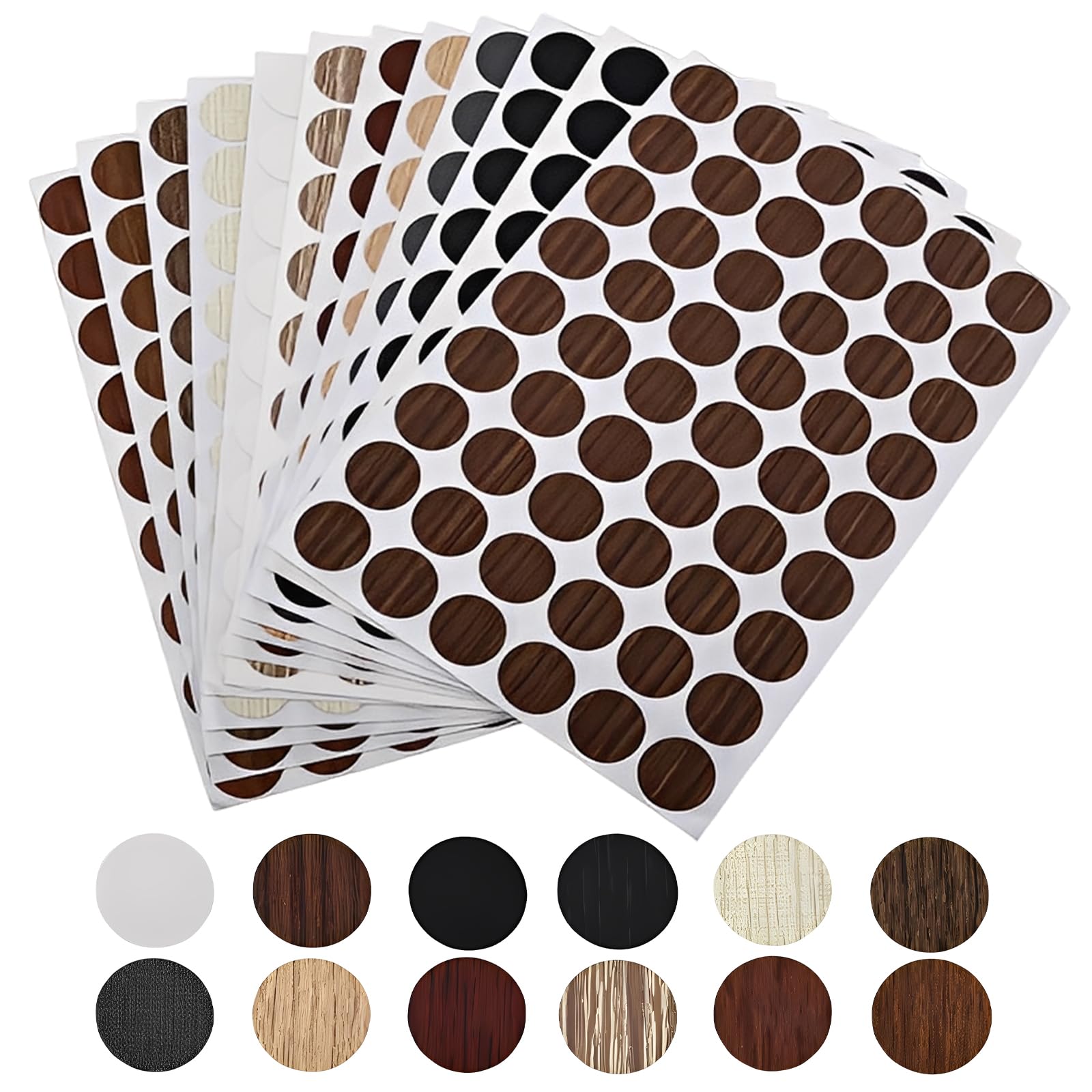 Autocollants cache-trous de vis en PVC, lot de 648 pièces en 12 couleurs pour meuble