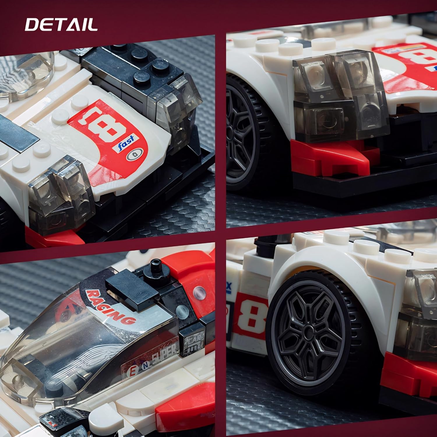 Sports Car Building Set, 1:20 Red MOC Speed Racing Cars Toys for Adults Teens 14+, Creative Model Vehicle Kits for Cars Lovers, 305 Pieces