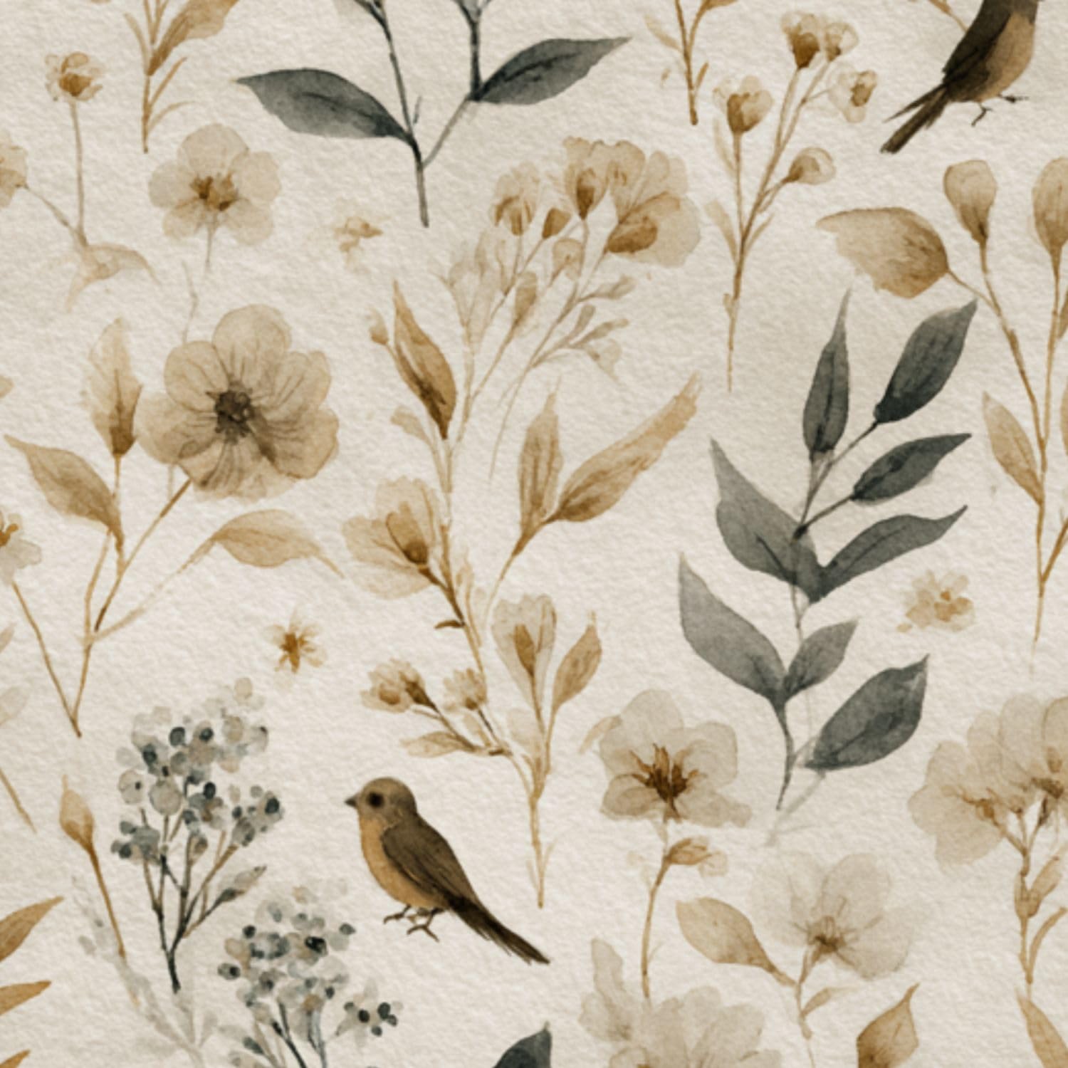 DERUINVAIO Self Adhesive Feature Removable Watercolor Cottage Garden Peel and Stick Vinyl Wallpaper Roll, Sticky Lining Paper for Bedroom, Living Room, Kitchen Walls