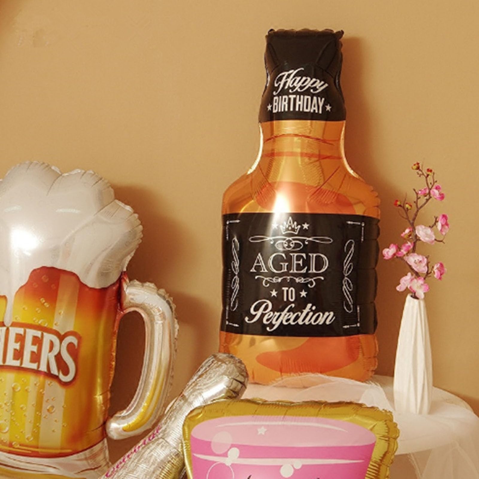 Lot De 24 Ballons à L'hélium En Mylar Pour Bouteille De Whisky Corona, Tasse De Bière, Ballons Dorés Pour Anniversaire, Sangle, Bière, Décoration De Fête Sur Le Thème Du Whisky