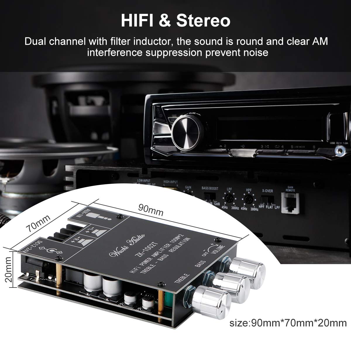 Mono 100W Bluetooth 5.3 amplifier board module ZK-1001U amplifier board supports APP, AUX, U disk, USB sound card TPA3116D2 - 502 Mono 100W Bluetooth 5.3 amplifier board module ZK-1001U amplifier board supports APP, AUX, U disk, USB sound card TPA3116D2 - 502
