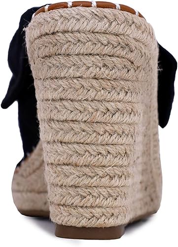 Miniatura 3 de Nautica Alpargatas de cuña para mujer, sandalias de plataforma para mujer, zapatos de verano con lazo con nudo y tacón de cuerda tejida