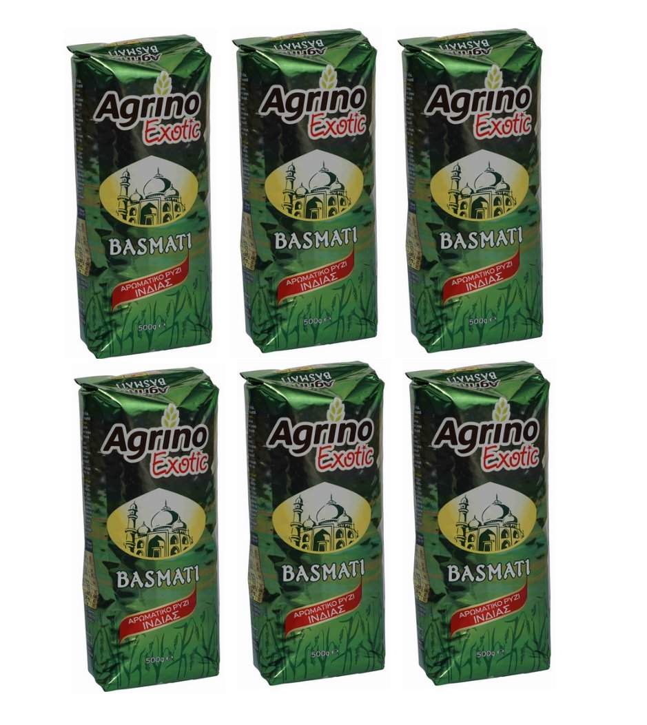 6x 500g Basmati Reis von Agrino 3kg im Set - Basmatireis indischer Basmati Rice Indien