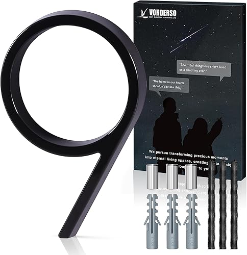 Miniatura 18 de VONDERSO - Letrero de dirección flotante de 5 pulgadas para exteriores de metal negro moderno para patio, calle y buzón, números de dirección Negro 1