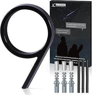 5 Inch Floating House Number 9, VONDERSO Black Metal Modern Outdoor Address Sign for Yard Street and Mailbox, Zinc Alloy Solid Address Numbers and Letters with Exquisite Drawing Process