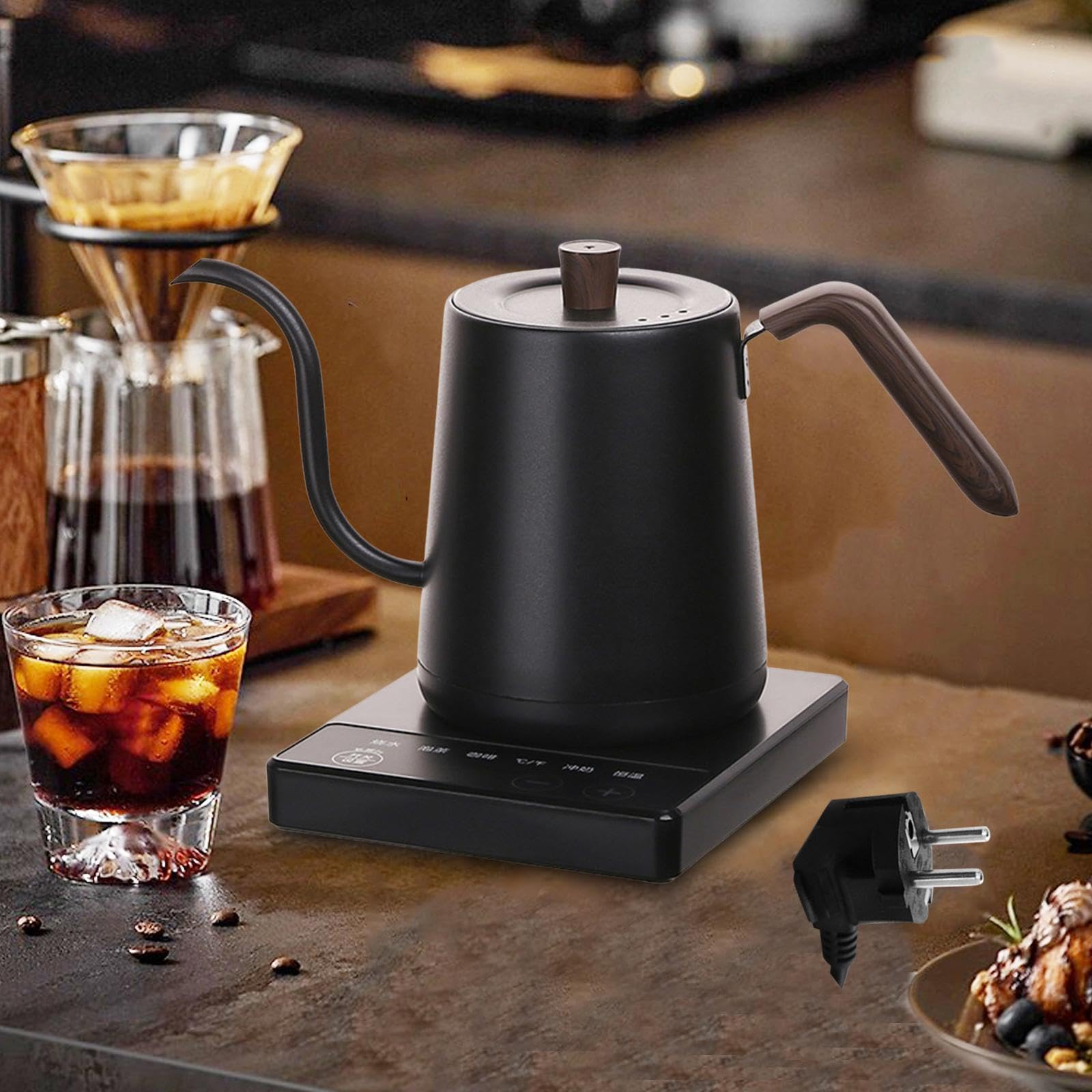 MagiDeal Bollitore Elettrico per Caffè con Controllo Della Temperatura E Opzioni Varie, nero