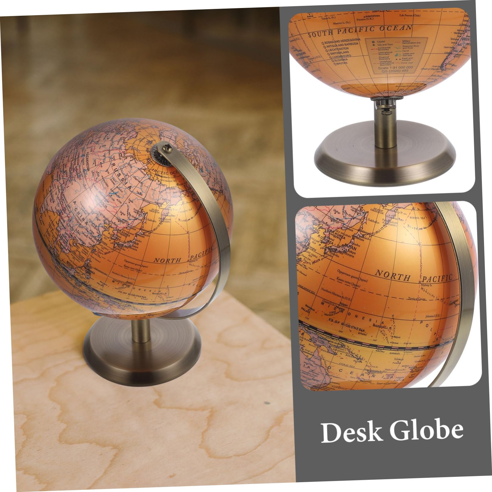 Globo Terráqueo Decorativo Giratorio de Abs y Aleación 1 Pieza