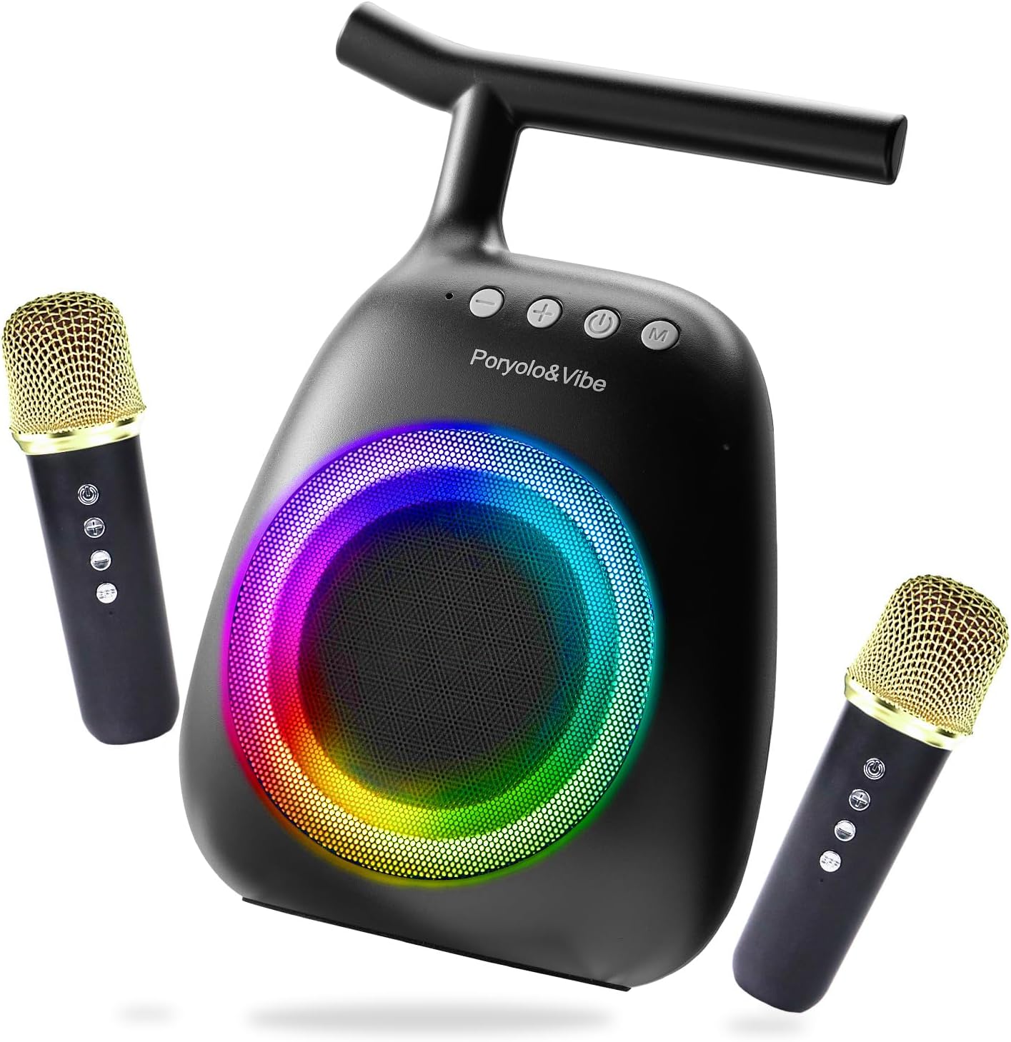 Karaoke Machine for Kids Adults Portable Bluetooth Speaker with 2 Wireless Microphones LED Lights Artistic Design 8-Hour Battery Support Family&Party Choice Fun for All Ages Gifts