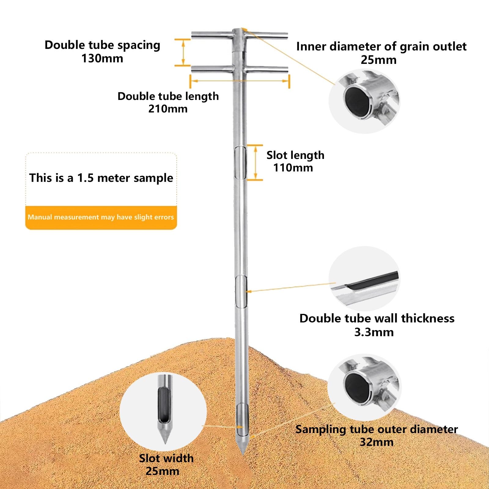 Kit di precisione a 3 zone per test agricoli e industriali accurati, 2 m x 32 mm