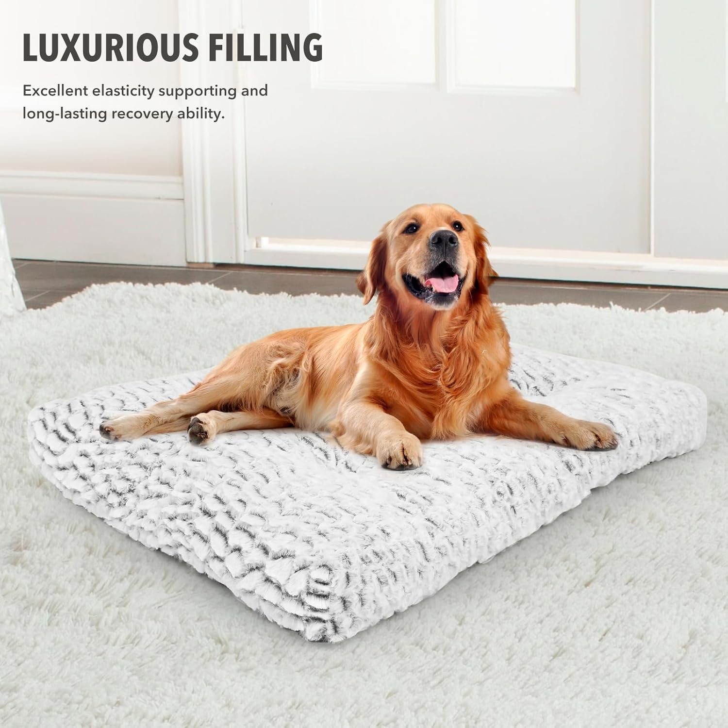 review Dog Bed for Crate, Fluffy Dog Beds for Small Medium Large Dogs, Long Washable Dog Bed Mat with Non-Slip Bottom Grey, Small