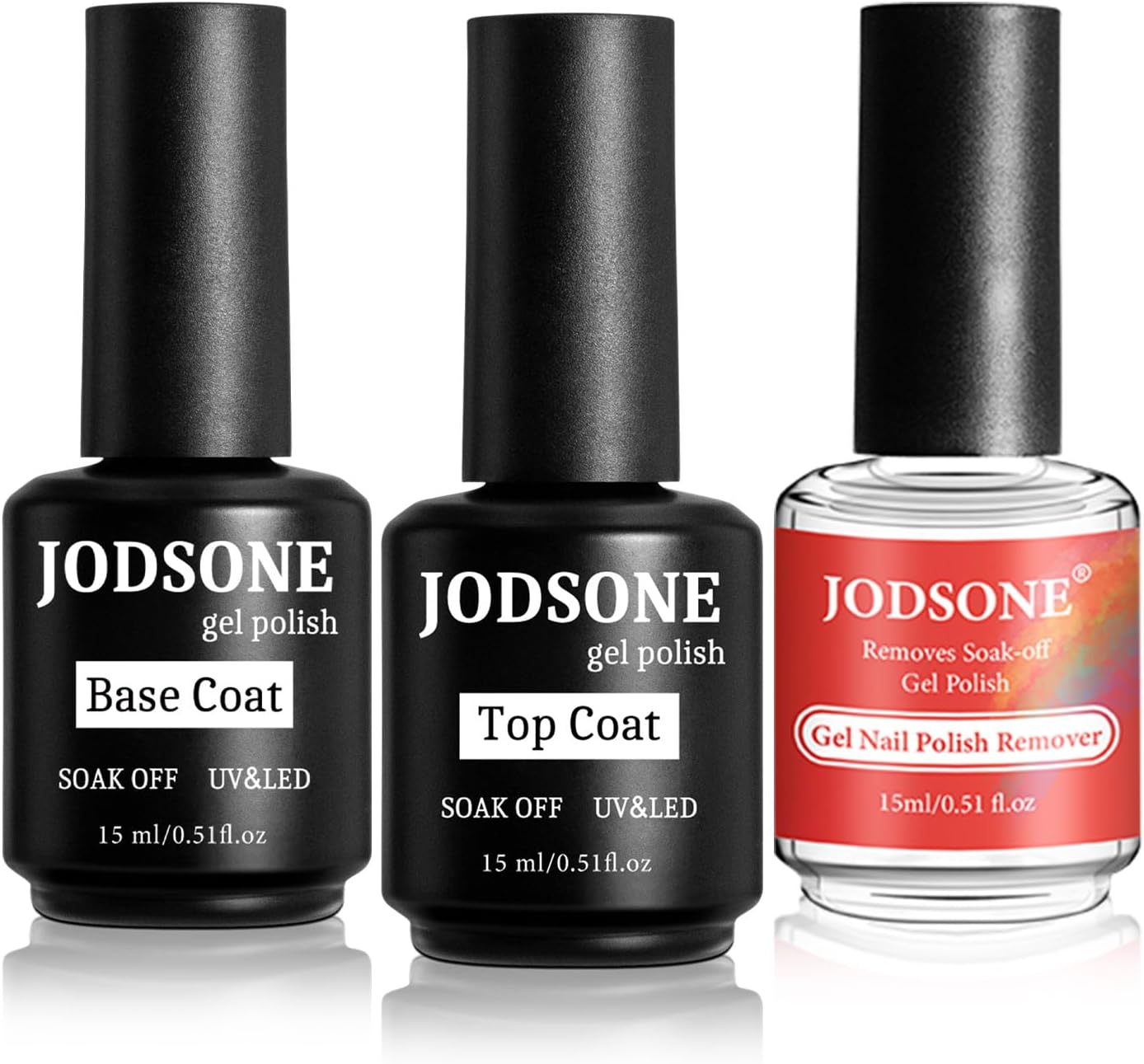 Gel Polish 3x15ML Gel Nail Polish Remover and No Wipe Base Coat Top Coat Simple Set - Quick Soak Off, Easy Application Essential Starter Kit for Beginners Manicure