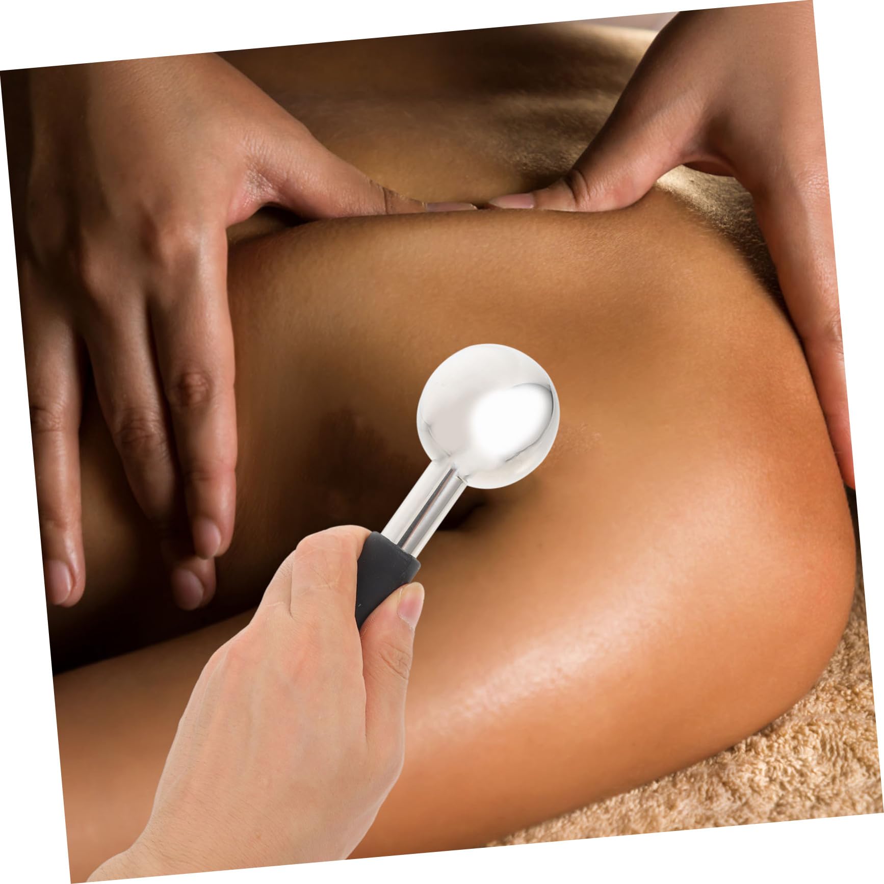 Edelstahl Eiskugel Massagegerät für Gesicht und Augen, Silber