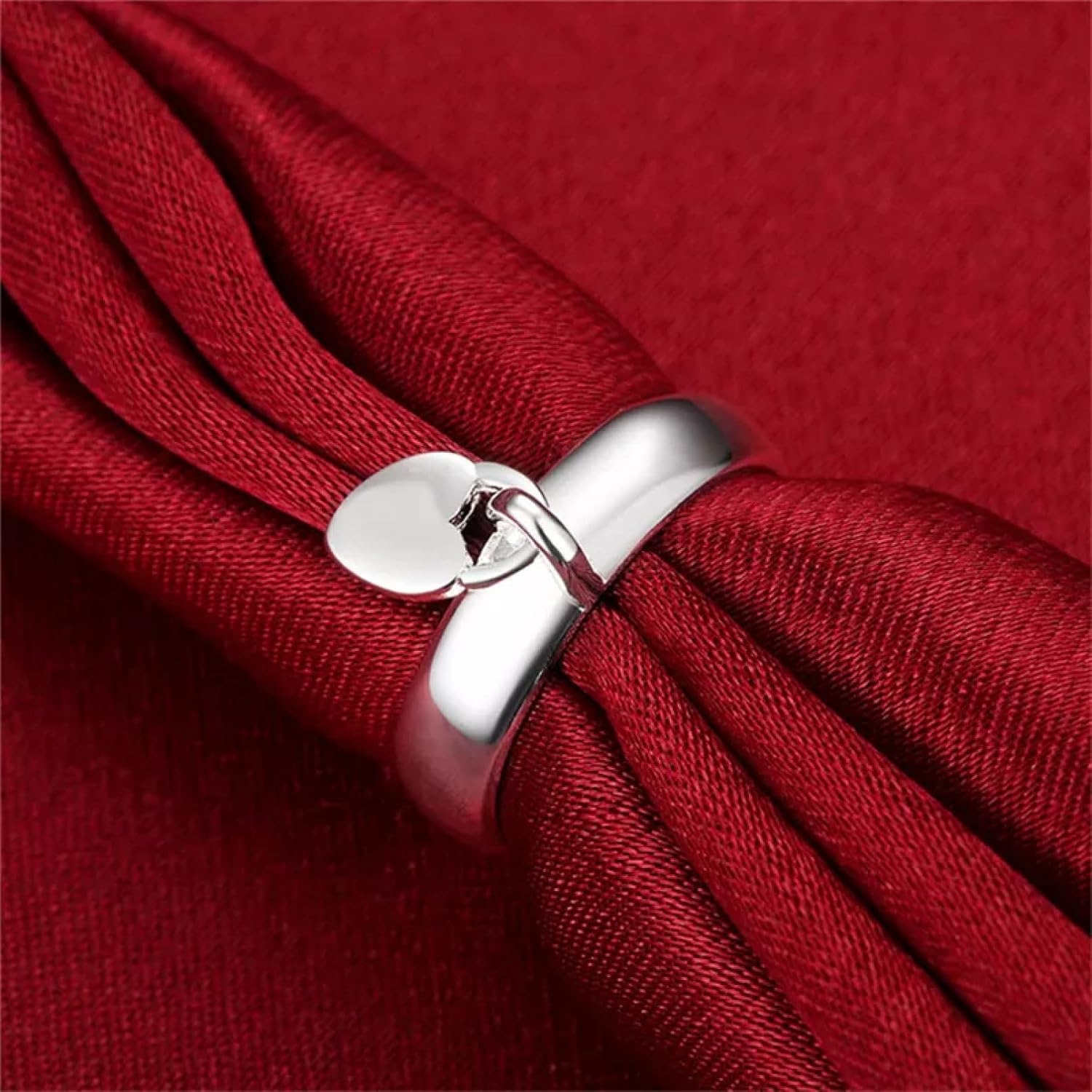 925 Silver Rings for Women Heart Lock Finger Ring Size 6/7/8 Accessories image 2
