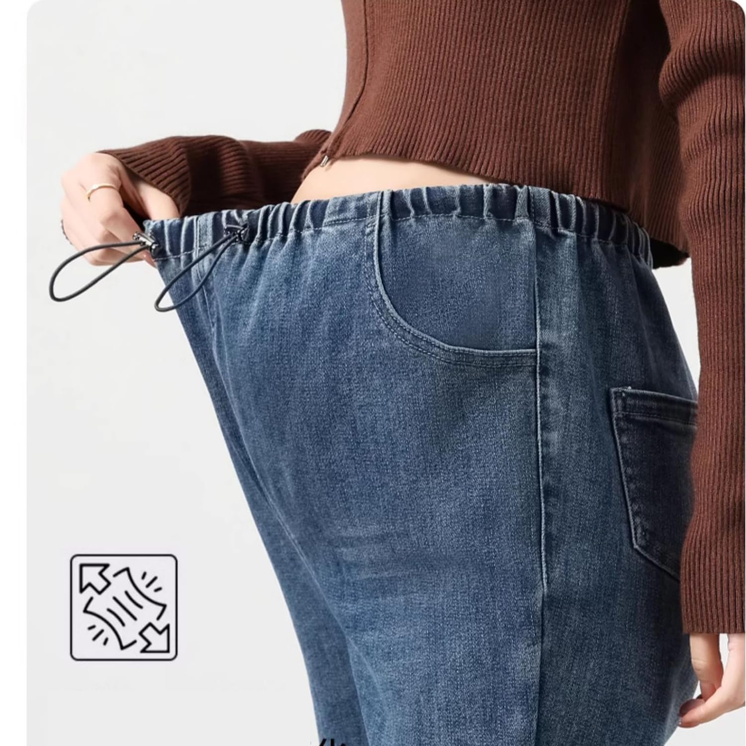 SXHEYUY Pantalones premamá para Mujer Forro Polar de Mezclilla Pantalón cálido de Embarazada Pantalón Suave con Bolsillos