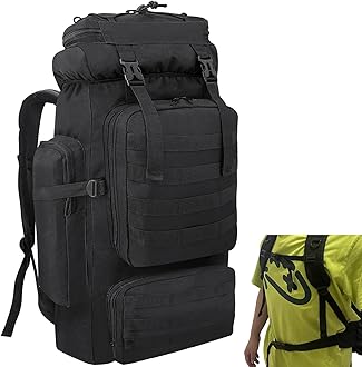 – 80L Hiking Backpack Camping Rucksack, 100 liters Large Capacity Outdoor Knapsack Travel Climbing Mountaineering Carry On Backpack Bag, Trekking Backpacking for Men Women, Black