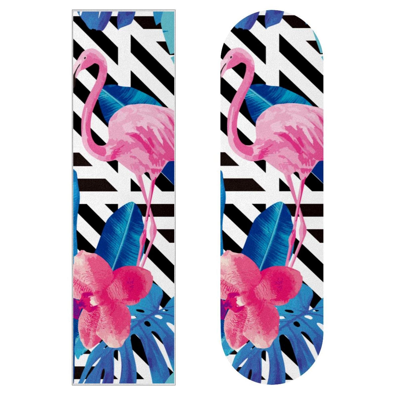 Flamingo Stripe Lot de 2 feuilles de papier abrasif pour planche de skateboard et longboard
