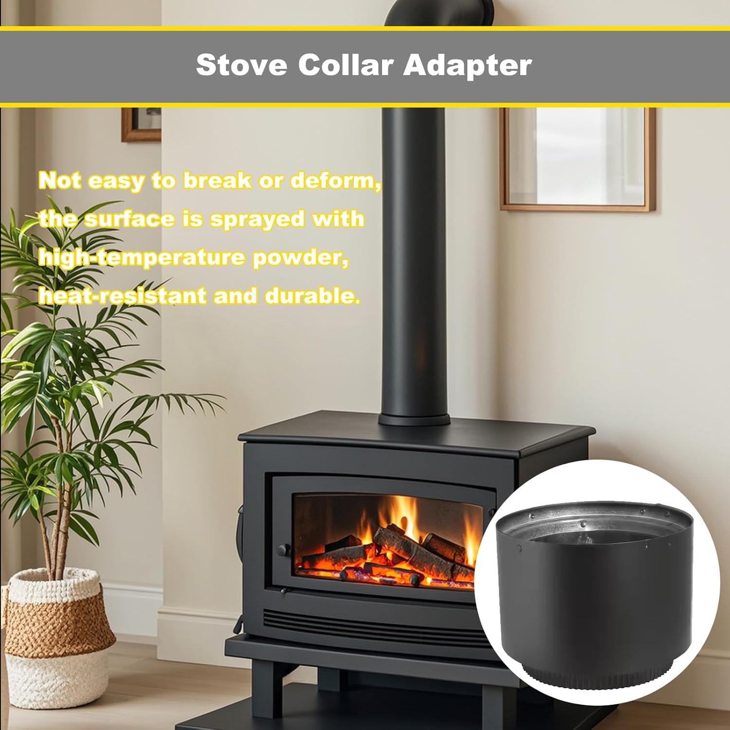 6 Inch Double Wall Stove Top Connecting Adapter for DVL 6DVL-AD Stove Collar Adapter,Black