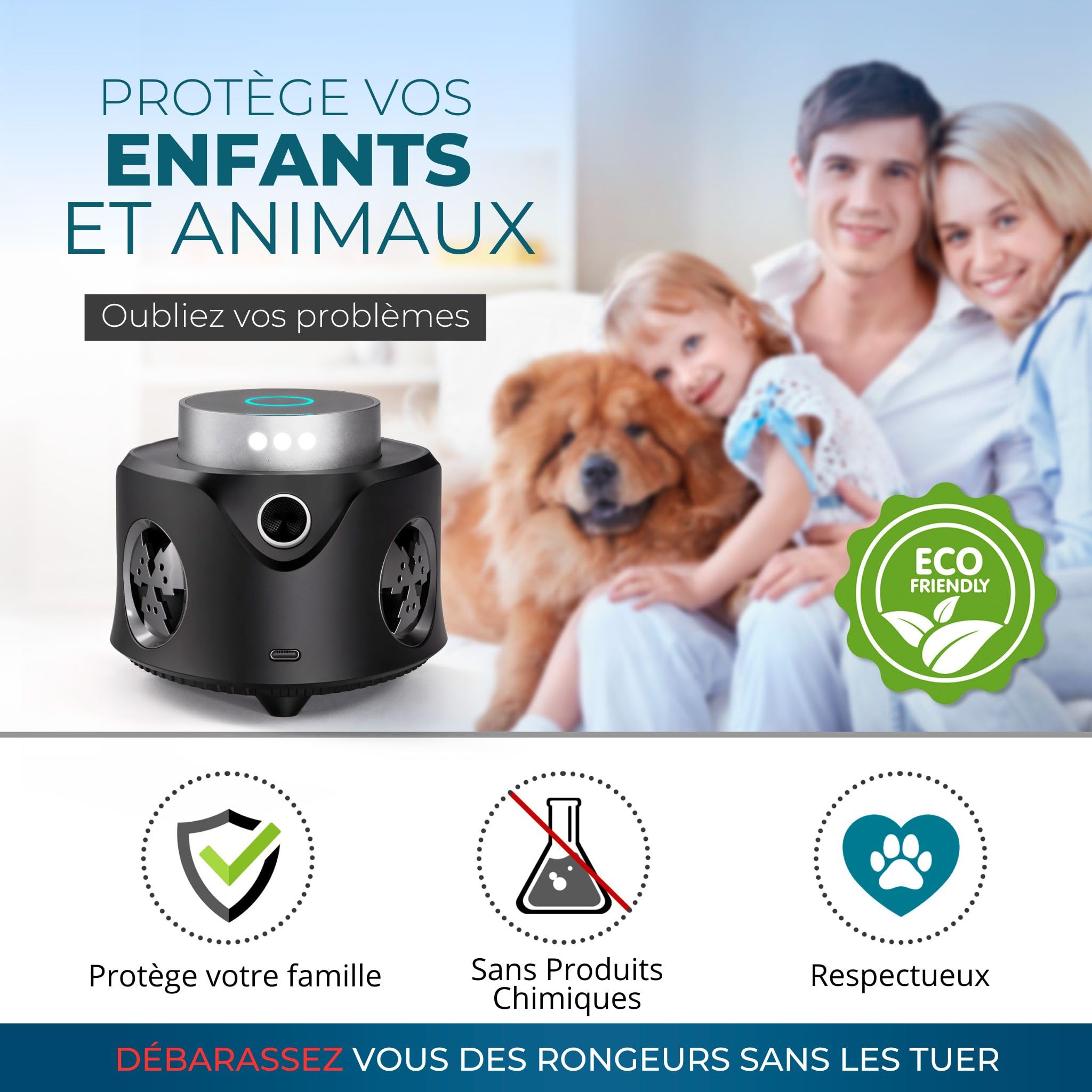 Répulsif rongeurs à Ultrasons 360° avec Télécommande, anti souris et anti rat, piege a souris, raticide