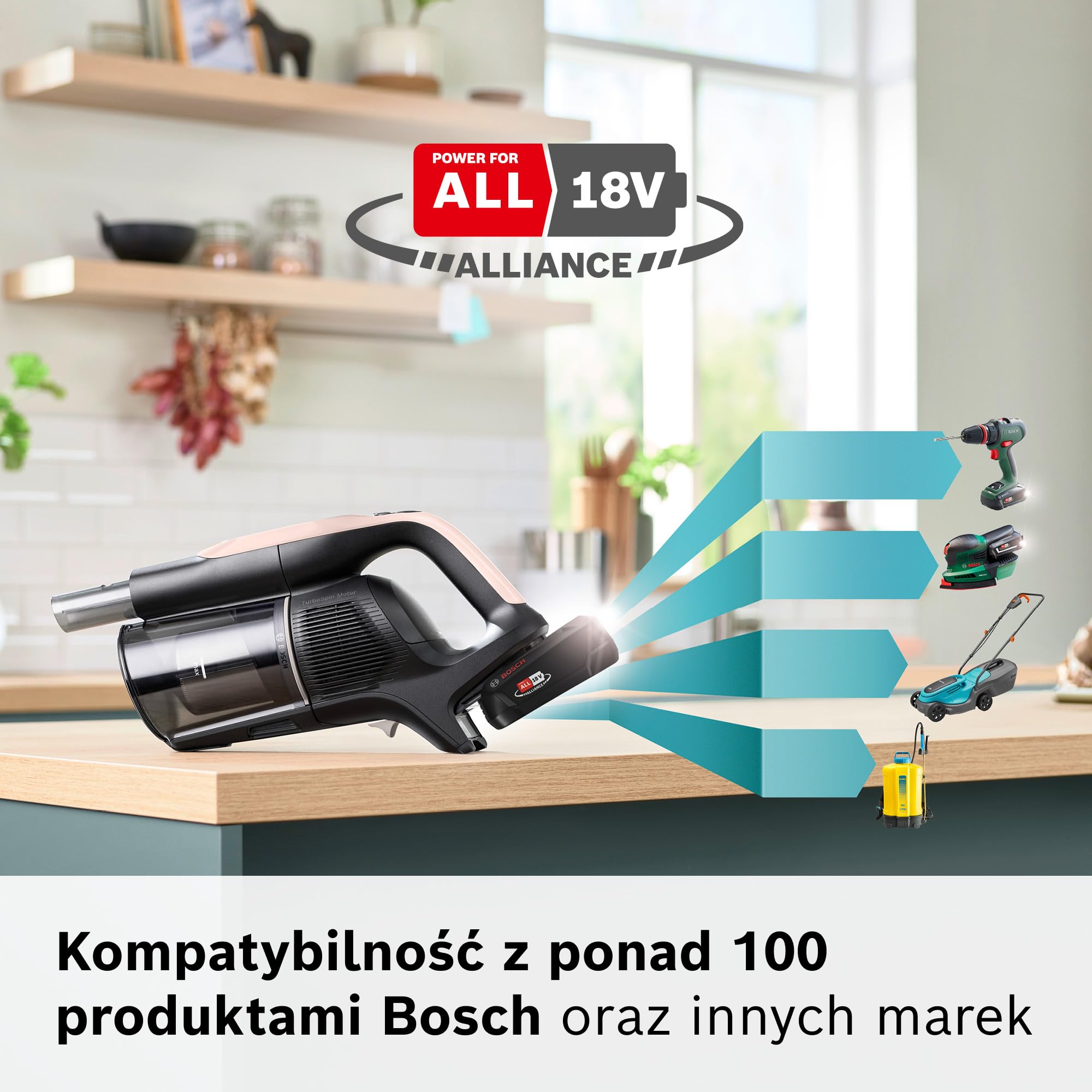Bosch Unlimited 10, Odkurzacz Bezprzewodowy z Technologią MicroClean, łatwo opróżnianym pojemnikiem na kurz, zginaną rurą, podświetleniem LED i akumulatorem 4,0 Ah, kolor różowy, BKS1041RHF
