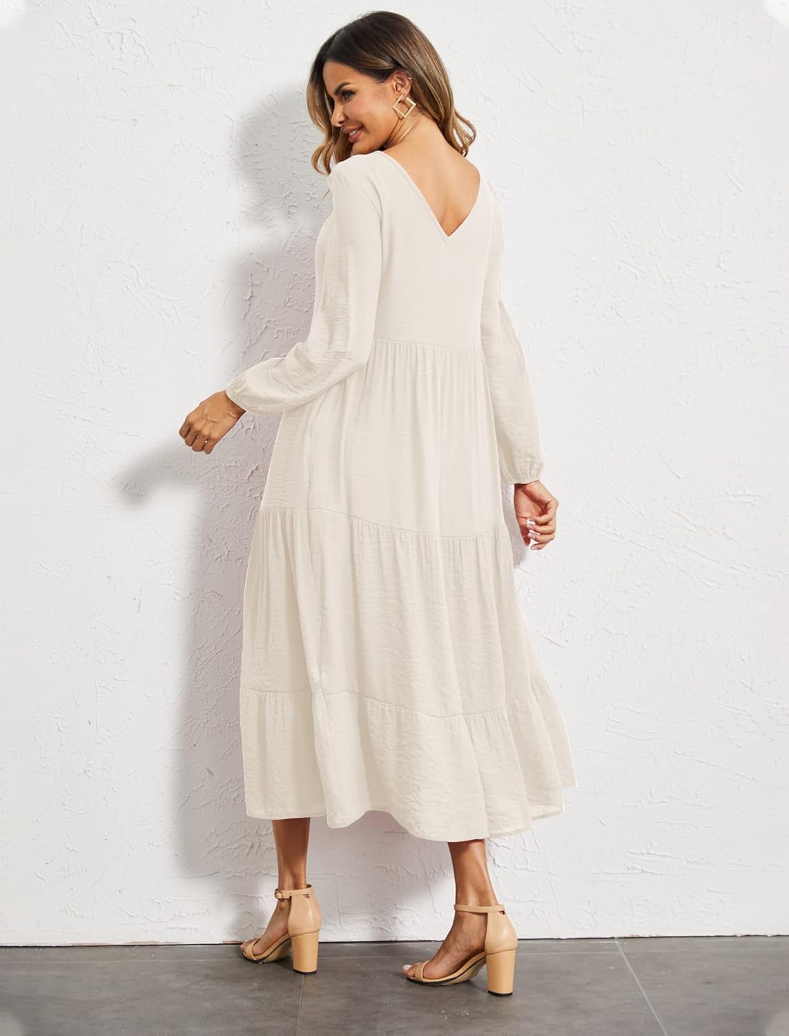 Halife Women's Summer Casual Maxi Dresses Flowy Ruffle Boho Long Dresses with Pockets - Image 5