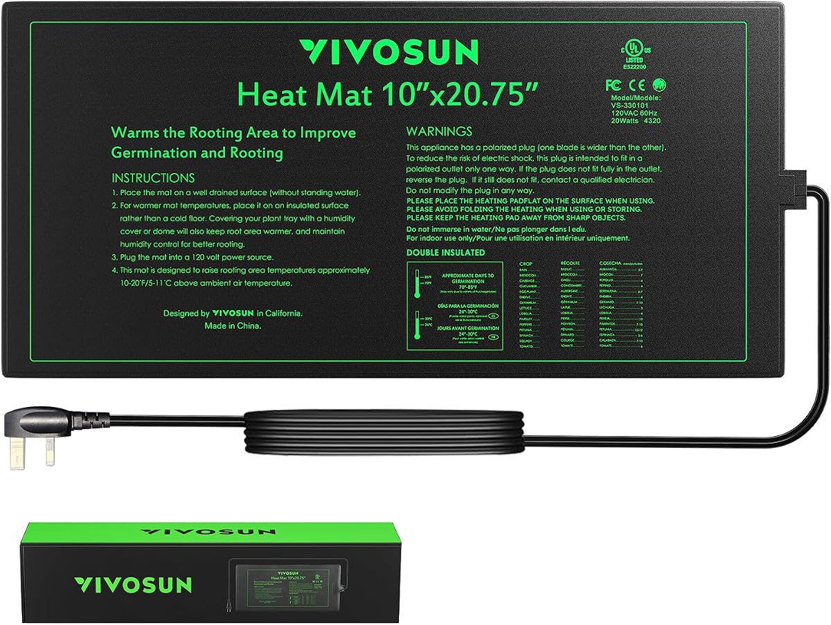 VIVOSUN 10 x 20.75 Durable Waterproof Seedling Heat Mat