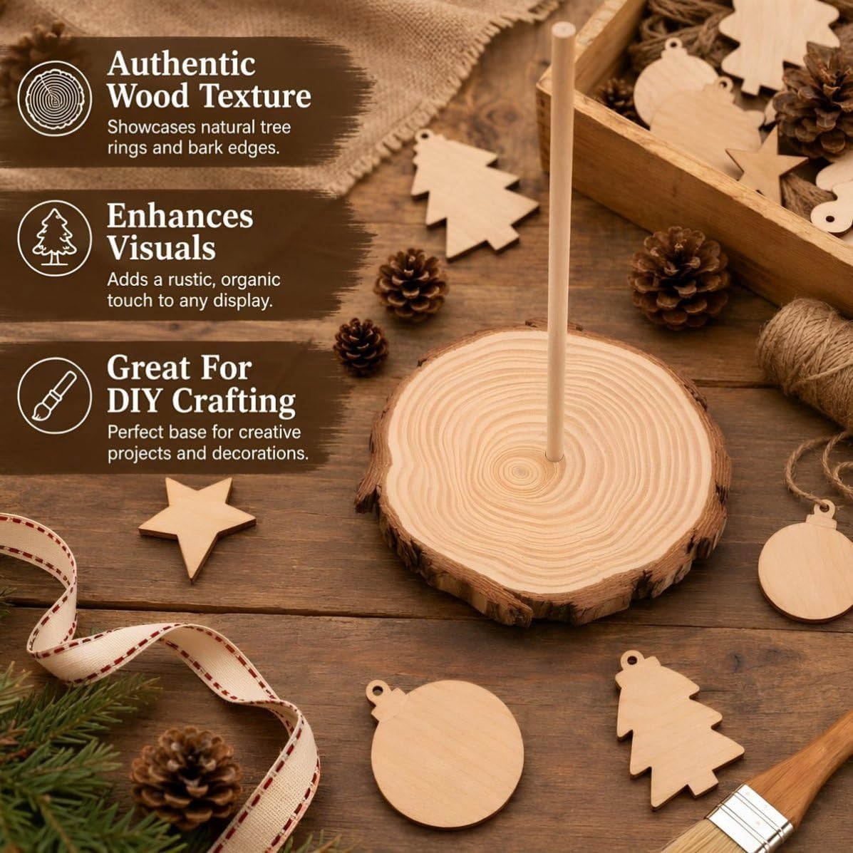 5pcs Mini Christmas Tree Holder Stand Replacement Base Wood