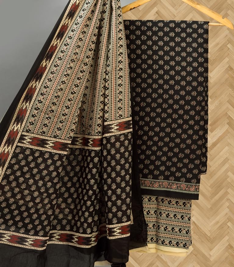 Image of NISHIRE Women's Cotton Printed Unstitched Salwar Suit Dress Material With Dupatta