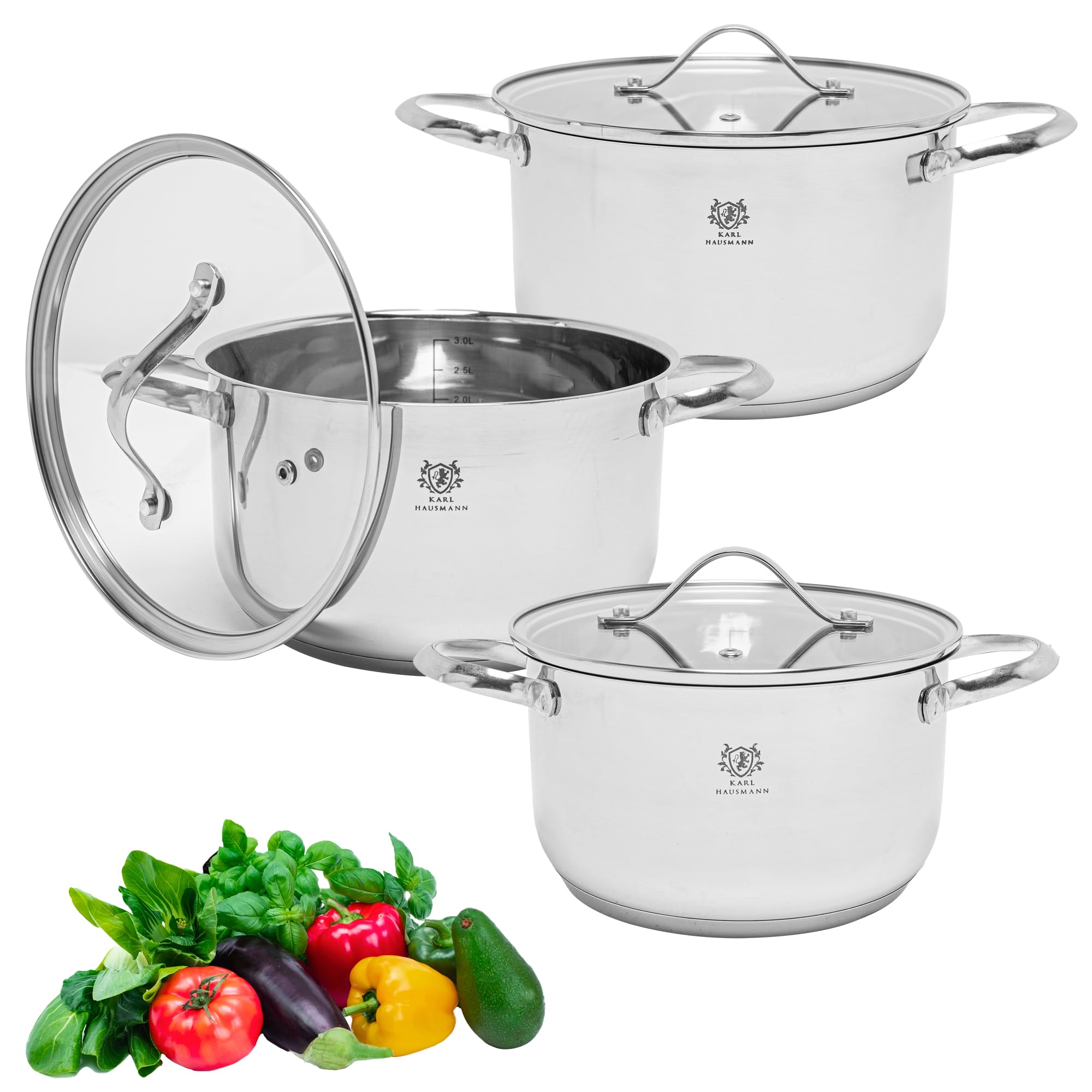 Classbach Kochtopf Set 6-teilig - Edelstahl Töpfe Für Alle Herdarten