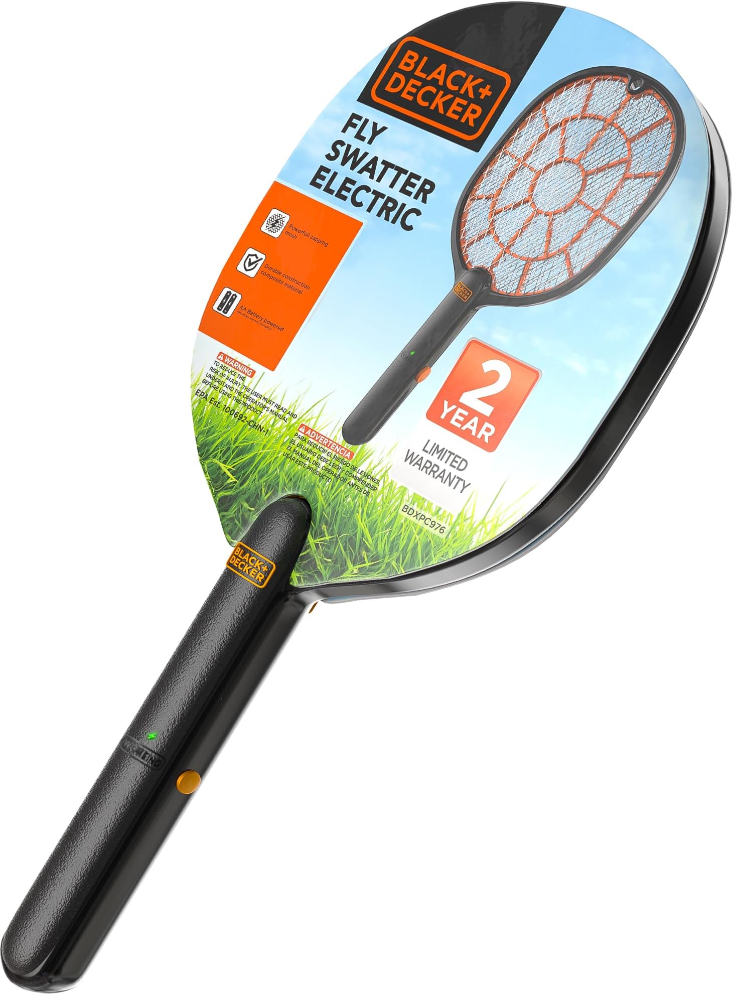 Bug Zapper Racket – Electric Fly Swatter for Gnats, Mosquitoes, & More – Harmless-to-Humans Outdoor Bug Zapper Battery Operated – Handheld Electric Fly Swatter –Indoor Racket