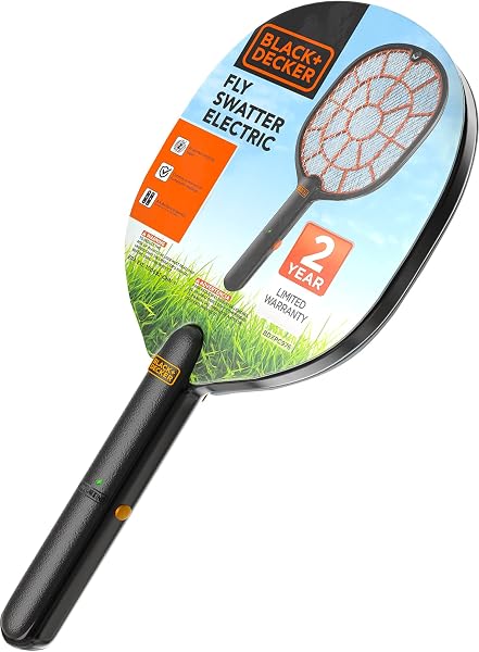 Bug Zapper Racket – Electric Fly Swatter for Gnats, Mosquitoes, & More – Harmless-to-Humans Outdoor Bug Zapper Batte