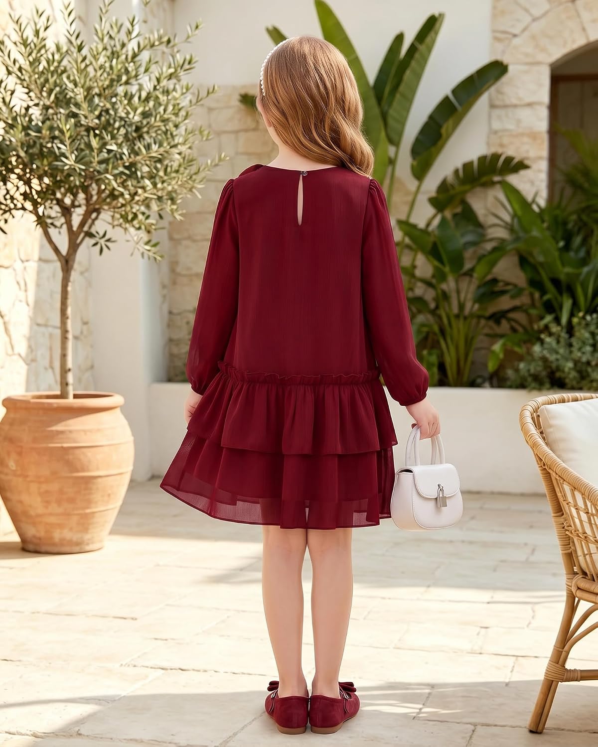 Girls Dresses Fall Long Sleeve Tween Holiday Outfits 5-12Y | Fall Dress for Girls Clothes Tween Dresses Chiffon Flowy Kids Casual Cute Birthday Party Formal Trendy
