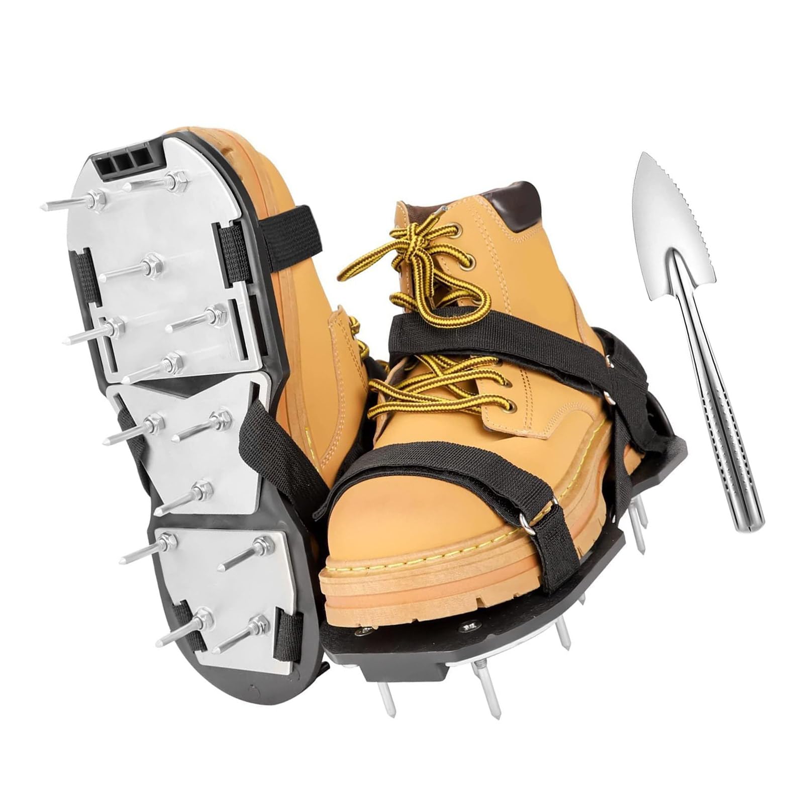 Aérateur de pelouse ergonomique et pelle pour l'aération du sol, la maison, le jardin ou la ferme, chaussures en métal